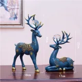 Home Ornament Couple Reindeer Desktop Craft Ornament Figure Statue