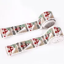 Merry Christmas Linen Satin Ribbon Christmas Tree Christmas Party Decorati