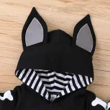 Skull Patterns Printed Baby Long Sleeve Bat Bodysuit Set With Hat