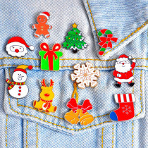 Merry Christmas 10 Pieces Santa Claus and Snowman Brooch Christmas Decoration Gift