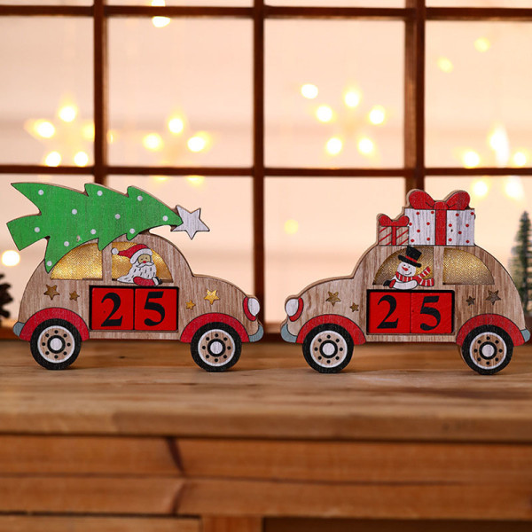 Christmas Santa and Snowman Cars Calendar Christmas Home Ornament Decoration