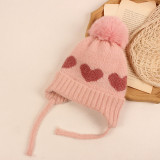 Baby Knitted Hat Heart Printed Winter Warm Hat