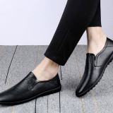 Men Low Cut Pointed Toe One Pedal Cow Suede Formal Flat Shoes