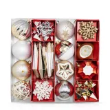 Merry Christmas 60 Pieces Painted Candy and Christmas Tree Ornaments Hanging Balls Decoration