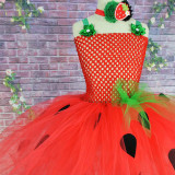 Lovely Strawberry Funny Costume Halloween Cospaly Carnival Party Toddler Girls Tutu Dress Sleeveless With Headband