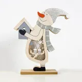 Christmas LED Light Up Painted Stand Snowman with Scarf Christmas Home Ornament Decoration
