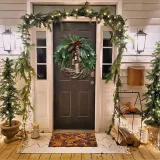 Christmas Handwork Wreath with Pine Cones and Bells Christmas Home Decoration