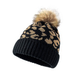 Unisex Leopard Print Woolen Knitted Hat Outdoor Winter Warm Hat