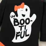 Baby Boo Ghost Patterns Printed Romper Trousers Headdress Three Piece Suit