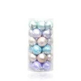 Merry Christmas 30 Pieces 6cm White and Gold Hollow Out Christmas Tree Ornaments Hanging Balls Decoration