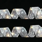 Merry Christmas Light Up Post Metallic Ribbon Christmas Tree Decoration