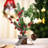 Christmas Artificial Handwork Flowers with Pine Wooden Plate Christmas Decoration Ornament