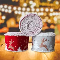 Merry Christmas 5m DIY Elk Linen Streamer Ribbon Christmas Party Decoration