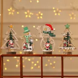 Christmas Wooden Plate Snowman and Xmas Tree Christmas Ornament Decoration
