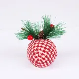 Merry Christmas 6 Pieces 6cm Plaid Christmas Tree Ornaments Hanging Balls Decoration