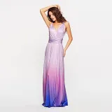 Women Sling Sleeveless V-Neck Gradient Swing Dress Backless Maxi Dress