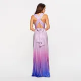 Women Sling Sleeveless V-Neck Gradient Swing Dress Backless Maxi Dress