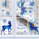 Christmas 5 Pieces Blue Reindeer and Snowflake Window Mural Sticker Christmas Decor