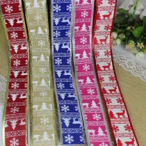 Merry Christmas 5 Rolls 2m Metallic Ribbon Christmas Party Decoration