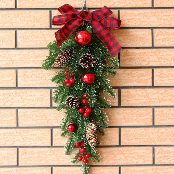 Merry Christmas PE Bowknot Pine Cones Vine Christmas Ornament Decoration