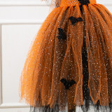 Sequins Cartoon Black Bat Long Dress Halloween Cospaly Carnival Party Princess Ballet Dress Tutu Dress