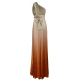 Women Sling Sleeveless V-Neck Gradient Swing Dress Backless Maxi Dress