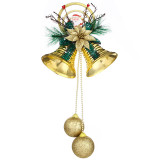 Merry Christmas 3 Pieces Bowknot Santa Claus Pine Cones Jingle Bell Christmas Ornament Decoration
