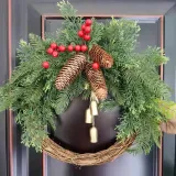 Christmas Handwork Wreath with Pine Cones and Bells Christmas Home Decoration