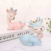 Home Ornament 2 Pieces Couple Lamb Desktop Craft Ornament Figure Statue