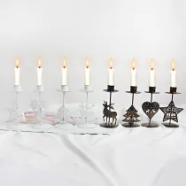 Christmas Metal Reindeer and Xmas Tree Candlestick Christmas Home Ornament Decoration
