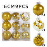 Merry Christmas 9 Pieces 6cm Xmas Tree Ornaments Hanging Balls Decoration