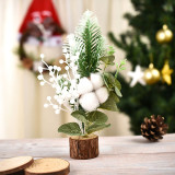 Christmas Artificial Handwork Flowers with Pine Wooden Plate Christmas Decoration Ornament