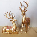 Home Ornament Couple Reindeer Desktop Craft Ornament Figure Statue