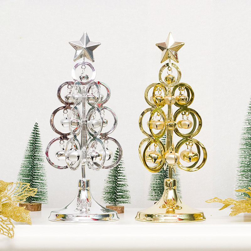 Christmas Metal Xmas Tree with Jingle Bell and Rings Christmas Ornament Decoration