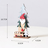 Christmas Wooden Crafts Plate Painted Satnd Santa Claus and Xmas Tree Christmas Ornament