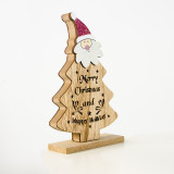 Christmas Pained Santa Claus and Snowman Head Plate Wooden Christmas Ornament Decoration