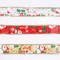 Merry Christmas 10m Metallic Santa Painted Ribbon Xmas Gift Strap and Christmas Tree Decor