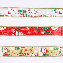 Merry Christmas 10m Metallic Santa Painted Ribbon Xmas Gift Strap and Christmas Tree Decor