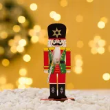 Christmas 3 Pieces Wooden Walnut Soldier Christmas Home Ornament Decoration