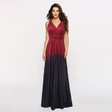 Women Sling Sleeveless V-Neck Gradient Swing Dress Backless Maxi Dress