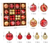Merry Christmas 42 Pieces Christmas Tree Ornaments Hanging Painted Balls Decoration
