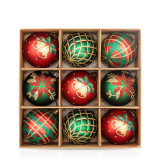 Merry Christmas 9 Pieces 6cm Flower and Stars Painted Christmas Tree Ornaments Hanging Balls Decoration