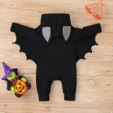 Skull Patterns Printed Baby Long Sleeve Bat Bodysuit Set With Hat