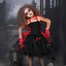 3 PCS Vampire Halloween Cospaly Carnival Party Toddler GirlsTutu Dress Slip Dress Costume Set