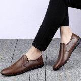 Men Low Cut Pointed Toe One Pedal Cow Suede Formal Flat Shoes
