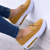 Flats Cut Out Low Top Boat Platform Sneaker Bowknot Flatform Sneaker