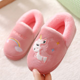 Toddler Kids Cartoon Animals Pony Cotton Plush Winter Shoes Home Slipper