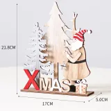 Christmas Wooden Crafts Plate Painted Satnd Santa Claus and Xmas Tree Christmas Ornament
