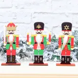 Christmas 3 Pieces Wooden Walnut Soldier Christmas Home Ornament Decoration