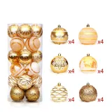 Merry Christmas 24 Pieces 6cm Painted Snowflake Christmas Tree Ornaments Hanging Balls Decoration